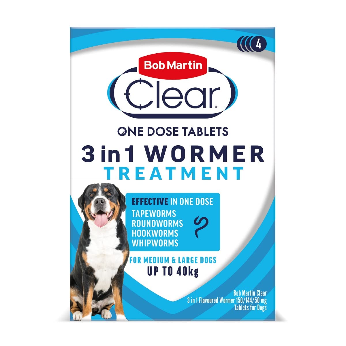 Bob Martin 3in1 Dewormer Dog 4 tabs