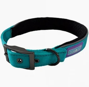 Dog & Co Reflective Padded Collar Aqua Small