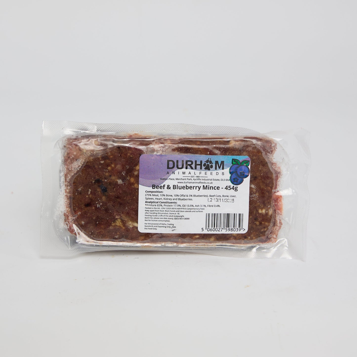 Durham Beef & Blueberry  Single 454g