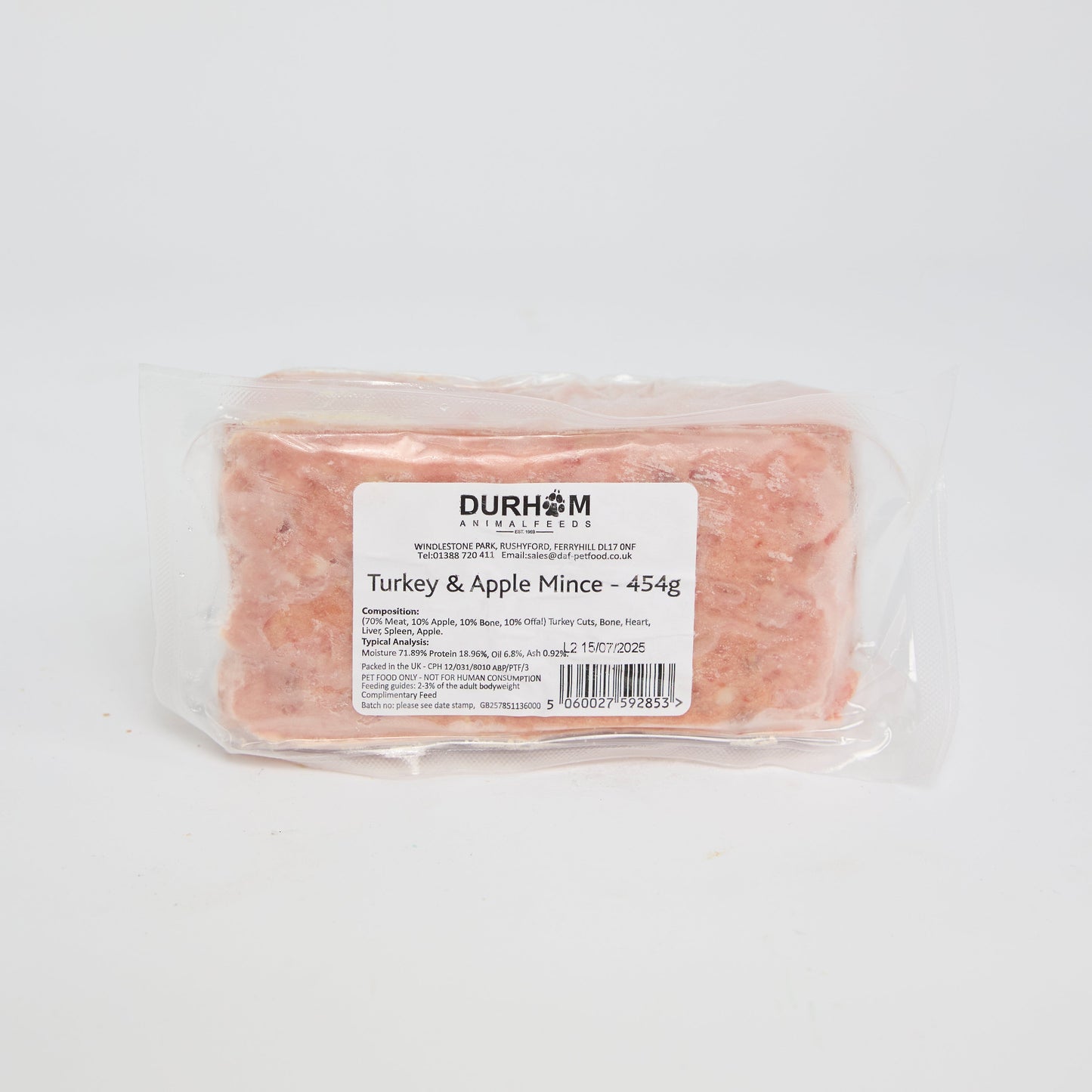 Durham Turkey & Apple Mince single 454g