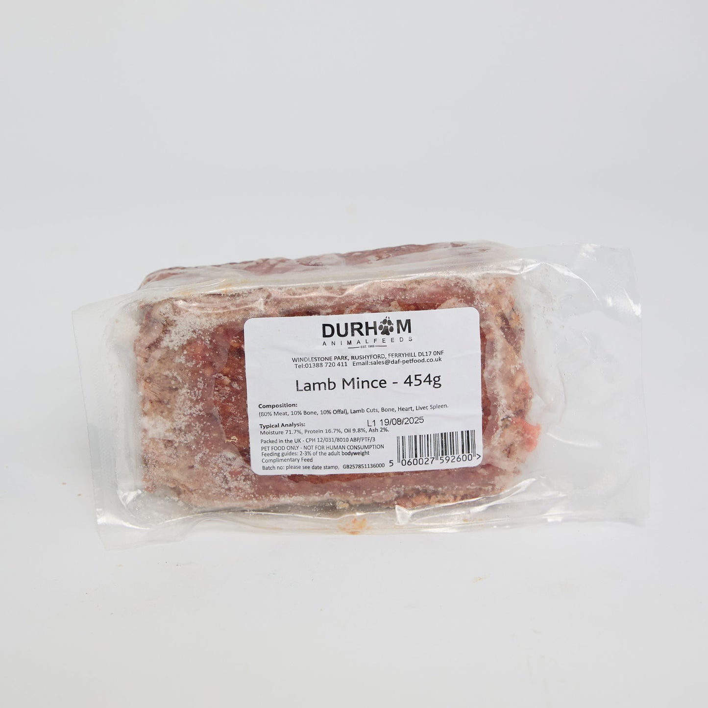 Durham Singles 454g Lamb Mince - Raw To Your Door