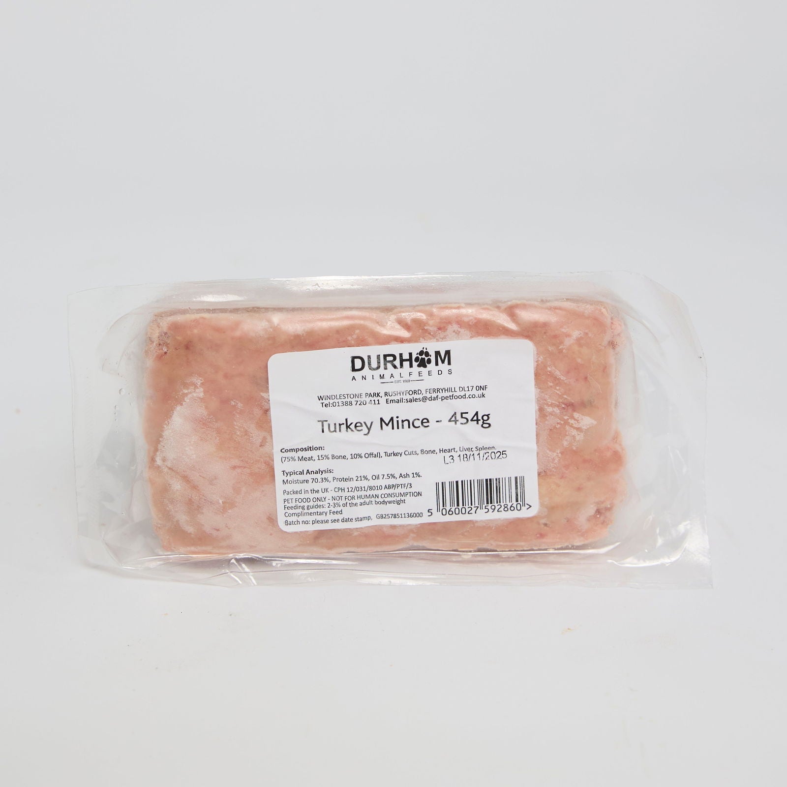 Durham Singles 454g Turkey Mince - Raw To Your Door
