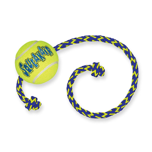 KONG Air Squeaker Tennis Ball With Rope - Raw To Your Door