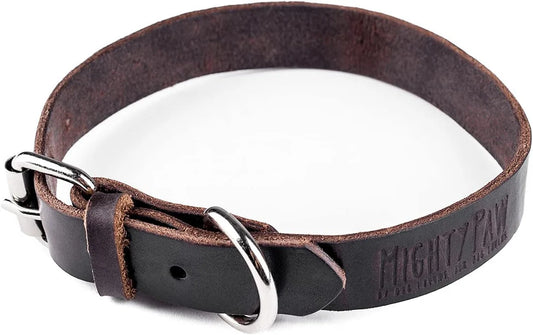 Mighty Paw Brown Leather dog collar Large 14.25-17 inches