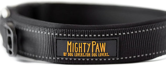 Mighty paw Padded Black Sports collar Large 18-21inch