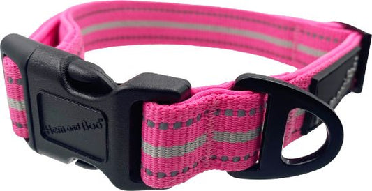 Hem & Boo Sports Collar Bright Pink Large