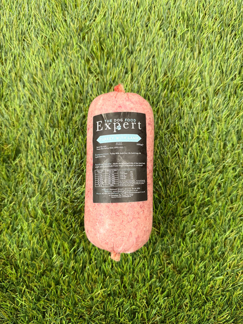The Dog Food Expert Turkey With Lamb Mince Sausage 500g