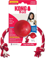 KONG Rubber Ball On Rope Small - Raw To Your Door