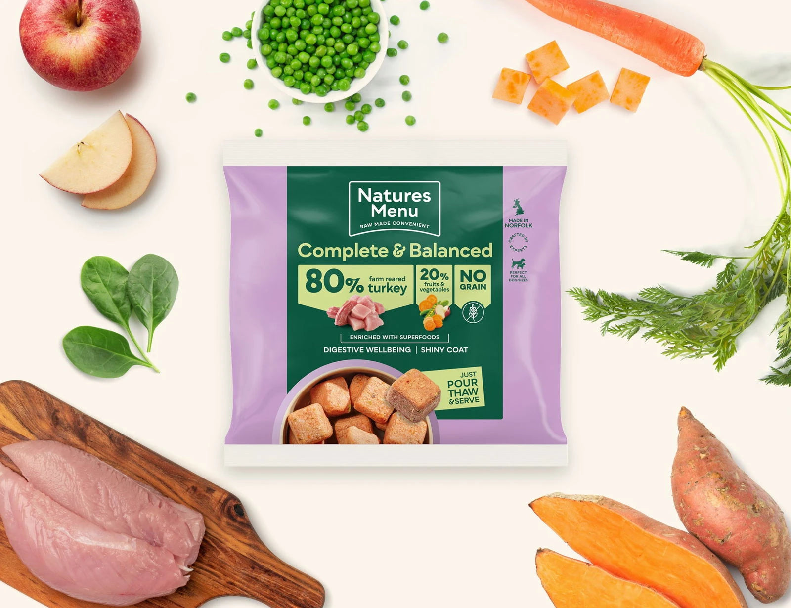 Natures Menu Turkey 80/20 Nuggets 1kg - Raw To Your Door