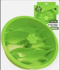 Might Paw  Rubber Slow Feeding Bowl green 7x2"