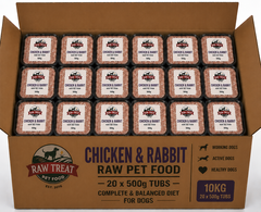 Raw Treat Pet Food Chicken Rabbit Full Box 20x500g